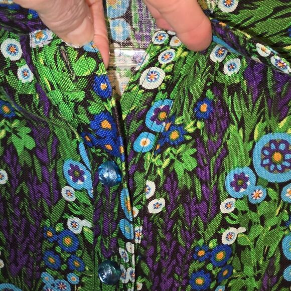 Anna Sui Shorts Romper 2010 Collection Floral Silk Linen Petal Collar USA Size 4 - Picture 8 of 14